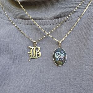 Black Iridescent Lion Mosaic Pendant 14k